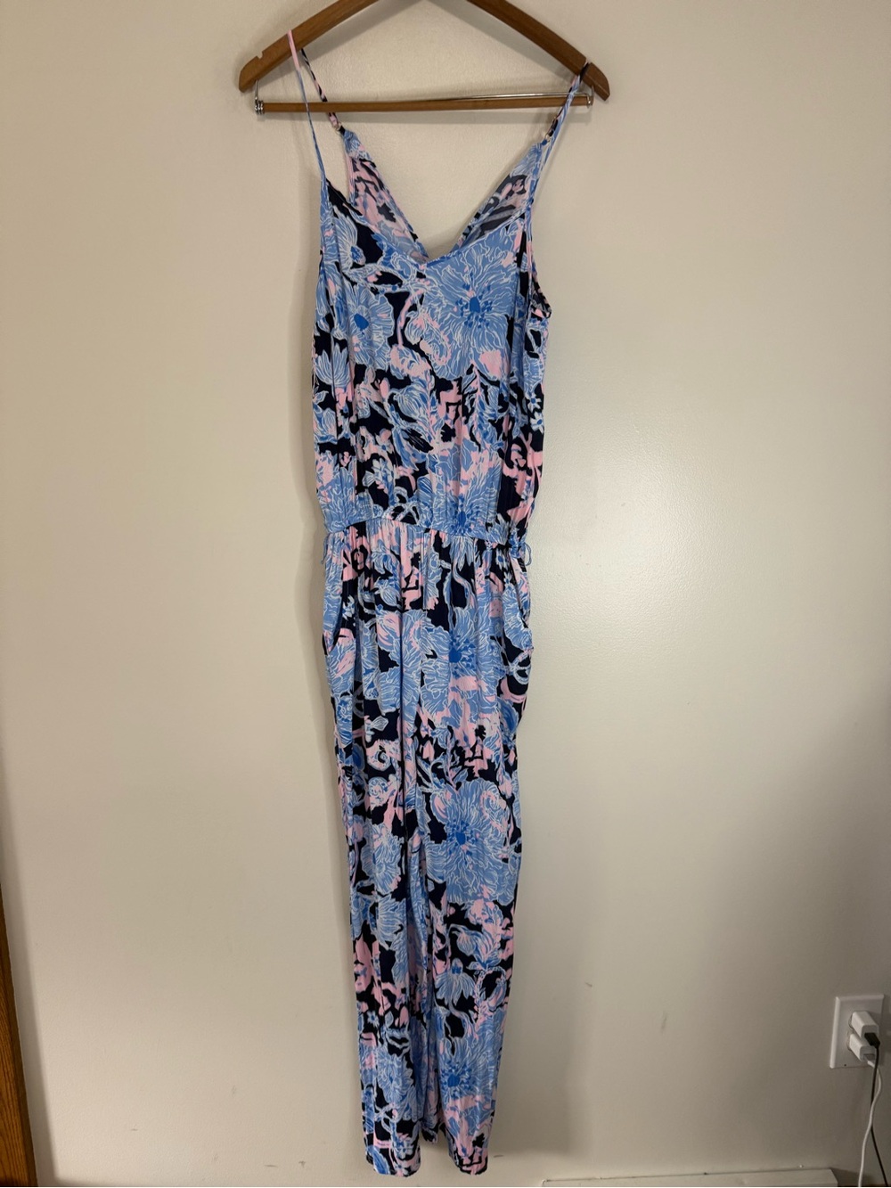 Lilly Pulitzer Blue & Pink Floral One-Piece Jumpsuit Sleeveless size small